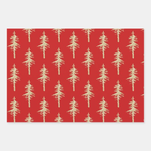 Goud bos met bomen op holiday Red Wrapping Inpakpapier Vel (Voorkant 2)