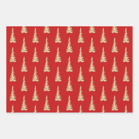 Goud bos met bomen op holiday Red Wrapping Inpakpapier Vel (Voorkant)