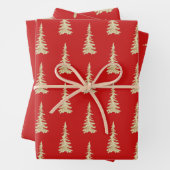 Goud bos met bomen op holiday Red Wrapping Inpakpapier Vel (In situ)