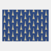 Goud bos met bomen op marineblauw inpakpapier vel (Voorkant)