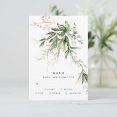 Goud botanisch Eucalyptus Elegant Greenery Sage RSVP Kaartje (Staand voorkant)