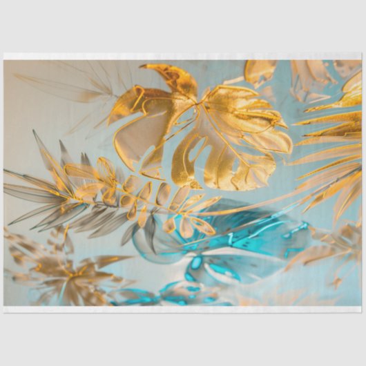 Goud Botanisch Glam Weefsel Papier (Voorkant)