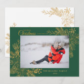 Goud  Botanisch Lijst Foto Vrolijk Kerstfeest Feestdagenkaart (Voorkant / Achterkant)