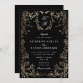 Goud botanisch monogram kaart (Voorkant / Achterkant)