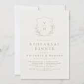 Goud botanisch monogram repetitief diner kaart (Voorkant)