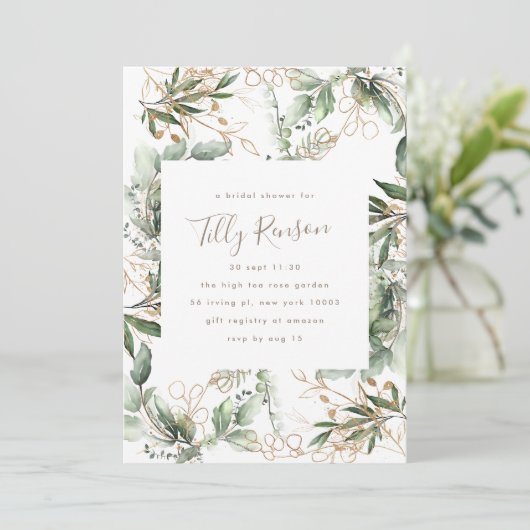 Goud botanisch Succulent Elegant Vrijgezellenfeest Kaart (Staand voorkant)