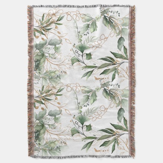 Goud botanische Eucalyptus Elegant Greenery Moss Deken (Voorkant Verticaal)