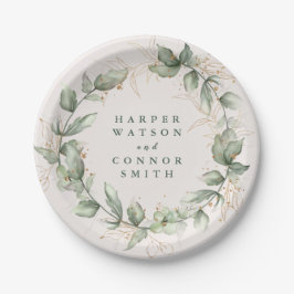 Goud botanische Eucalyptus Elegant Greenery Moss Papieren Bordje