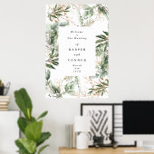 Goud botanische Eucalyptus Elegant Greenery Moss Poster (Thuiskantoor)
