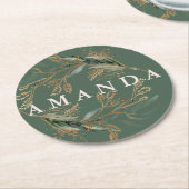 Goud botanische Eucalyptus Elegant Greenery Moss Ronde Kartonnen Onderzetter (Gebogen)