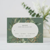 Goud botanische Eucalyptus Elegant Greenery Moss RSVP Kaartje (Staand voorkant)