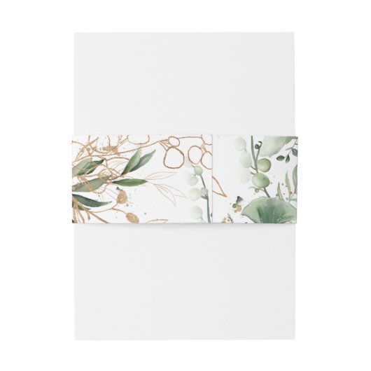 Goud botanische Eucalyptus Elegant Greenery Moss Uitnodigingen Wikkel (Achterkant Voorbeeld)