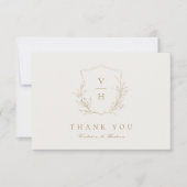 Goud, botanische monogram bruiloft bedankt (Voorkant)