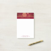 Goud Bourgogne Antiek Bloemen Gepersonaliseerde Za Post-it® Notes (Op bureau)