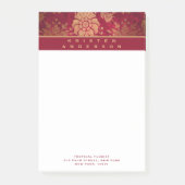 Goud Bourgogne Antiek Bloemen Gepersonaliseerde Za Post-it® Notes (Voorkant)