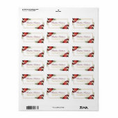 Goud Bourgogne Bloemen Boho Trouwadres Etiket (Full Sheet)