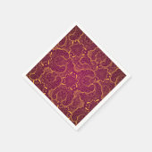 Goud & Bourgogne Bloemen Damast Geometrisch Patroo Servet (Hoek)