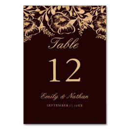  Goud Bourgogne Bloemen Tafel Aantal Kaarten