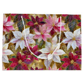 Goud Bourgogne Brons Roze Rood Wit Poinsettia Groot Cadeauzakje (Achterkant)