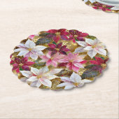 Goud Bourgogne Brons Roze Rood Wit Poinsettia Kartonnen Onderzetters (Gekanteld)
