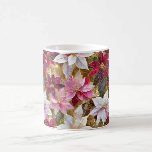 Goud Bourgogne Brons Roze Rood Wit Poinsettia Koffiemok (Center)