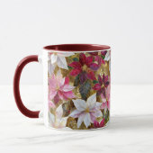 Goud Bourgogne Brons Roze Rood Wit Poinsettia Mok (Links)