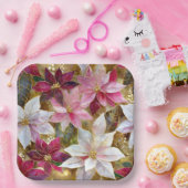 Goud Bourgogne Brons Roze Rood Wit Poinsettia Papieren Bordje (Feest)