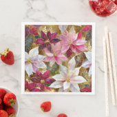 Goud Bourgogne Brons Roze Rood Wit Poinsettia Servet (Insitu)