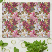 Goud Bourgogne Brons Roze Rood Wit Poinsettia Theedoek (Gevouwen)