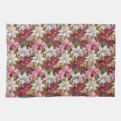 Goud Bourgogne Brons Roze Rood Wit Poinsettia Theedoek (Horizontaal)