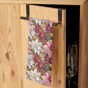 Goud Bourgogne Brons Roze Rood Wit Poinsettia Theedoek