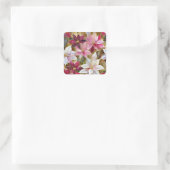 Goud Bourgogne Brons Roze Rood Wit Poinsettia Vierkante Sticker (Tas)