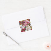 Goud Bourgogne Brons Roze Rood Wit Poinsettia Vierkante Sticker (Envelop)