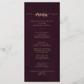 Goud Bourgogne Minimalistische kalligrafie Diner M Menu (Voorkant)
