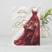 Goud Bourgogne Rood Sparkle Jurk Zoet 16 Kaart (Staand voorkant)