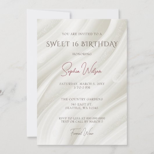 Goud Bourgogne Rood Sparkle Jurk Zoet 16 Kaart (Achterkant)