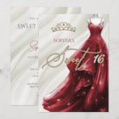 Goud Bourgogne Rood Sparkle Jurk Zoet 16 Kaart (Voorkant / Achterkant)