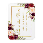 Goud Bourgogne Waterverf Floral Save The Date Magneet (Verticaal)