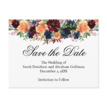 Goud Bourgogne Wijn Navy Blauw Save the Date