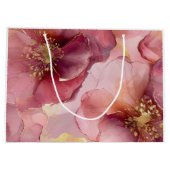 Goud Bourgondi Roze Roze Bloemen Bruiloft Groot Cadeauzakje (Achterkant)