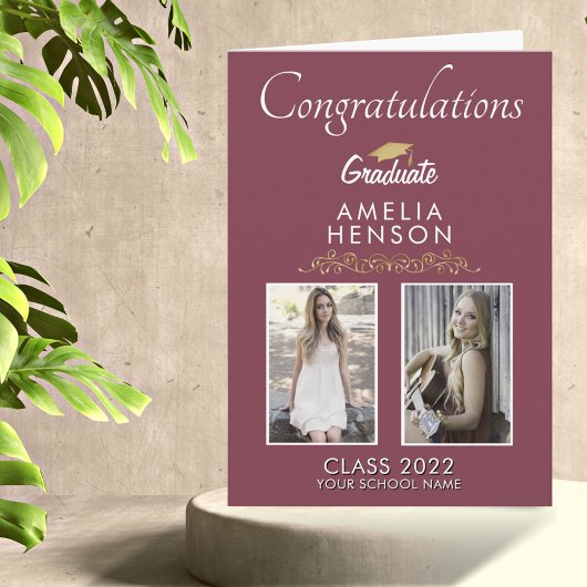 Goud Bourgondië Afgestudeerd 2 Foto Afstuderen Kaart