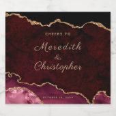 Goud Bourgondië Agaat Bruiloft Sparkling Wijnetiket (Enkel label)