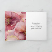 Goud Bourgondië Blos Roze Bloemen Bruiloft Kaart (Binnen)