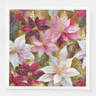 Goud Bourgondië Brons Roze Rood Wit Poinsettia Servet
