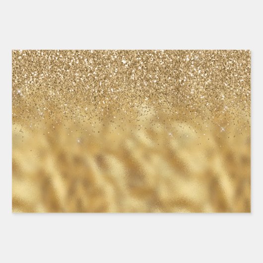 Goud Bourgondië Groen Glitter Glam Inpakpapier Vel (Voorkant)