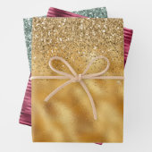 Goud Bourgondië Groen Glitter Glam Inpakpapier Vel (In situ)