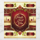 Goud Bourgondië Maroon Goede Vrienden Gift Feestel Wijn Etiket (Enkel label)