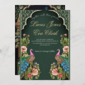 Goud Bourgondië Mehendi Henna Invitat Huwelijk Kaart (Voorkant / Achterkant)