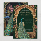 Goud Bourgondië Mehendi Henna Invitat Huwelijk Kaart (Voorkant / Achterkant)