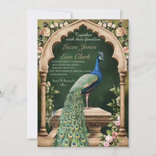 Goud Bourgondië Mehendi Henna Invitat Huwelijk Kaart (Voorkant)